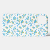 weißer Hintergrund mit blauen Blumen und grünem Le Case-Mate iPhone Hülle (Rückseite (Horizontal))