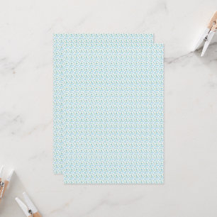 weißer Hintergrund mit blauen Blumen und grünem Le Einladung