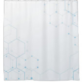 Weißer Hintergrund mit Blue Tech Hexagon Duschvorhang (Vorderseite)