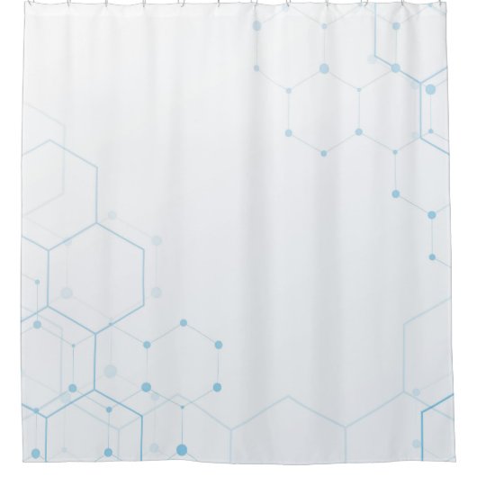 Weißer Hintergrund mit Blue Tech Hexagon Duschvorhang (Vorderseite)
