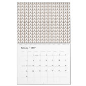 weißer Hintergrund mit braunem Muster Kalender (Feb 2027)