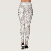 weißer Hintergrund mit braunem Muster Leggings (Rückseite)
