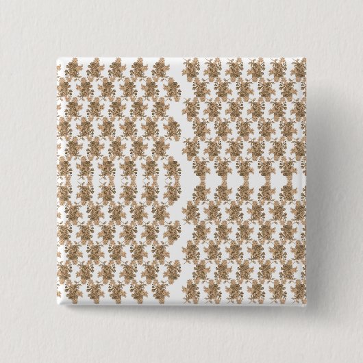 weißer Hintergrund mit braunen Blume Button (Vorderseite)