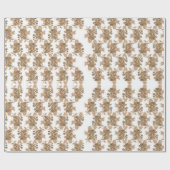 weißer Hintergrund mit braunen Blume Geschenkpapier (Flach)