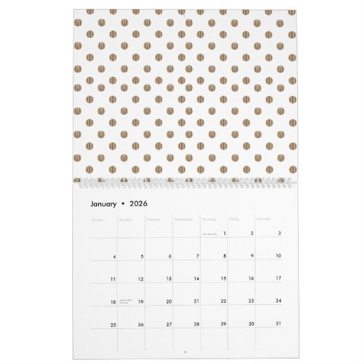 weißer Hintergrund mit braunen Polka-Punkten Kalender (Jan 2026)