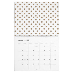 weißer Hintergrund mit braunen Polka-Punkten Kalender