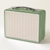 weißer Hintergrund mit braunen Punkten Metall Brotdose (Rückseite)