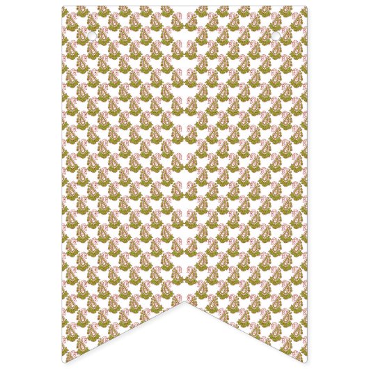 weißer Hintergrund mit einem Muster grüner Blätter Wimpelkette (Zweite Fahne)