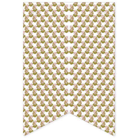 weißer Hintergrund mit einem Muster grüner Blätter Wimpelkette (Erste Fahne)