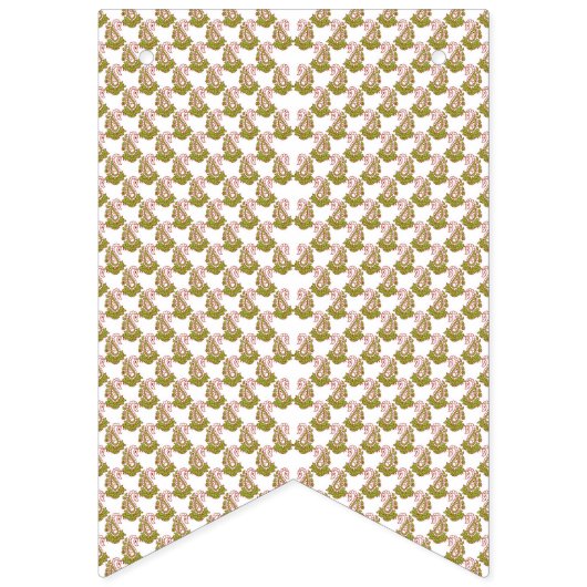 weißer Hintergrund mit einem Muster grüner Blätter Wimpelkette (Dritte Fahne)