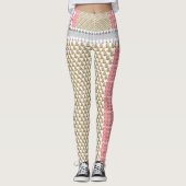 weißer Hintergrund mit grünen Blätter Leggings (Vorderseite)