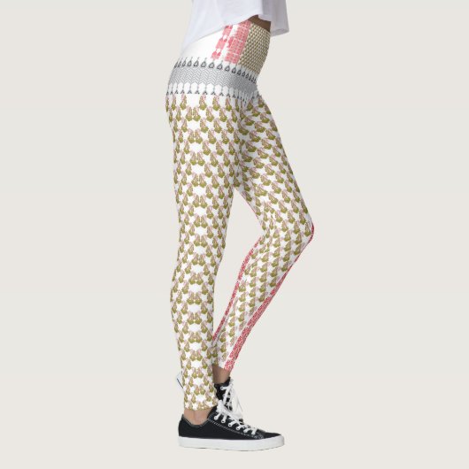 weißer Hintergrund mit grünen Blätter Leggings (Rechts)