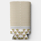 weißer Hintergrund mit grünen Blätter Selters Dosenkühler (Rückseite)