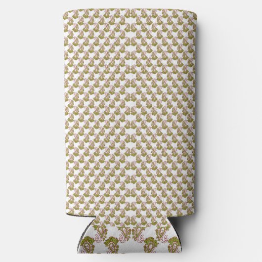 weißer Hintergrund mit grünen Blätter Selters Dosenkühler (Rückseite)