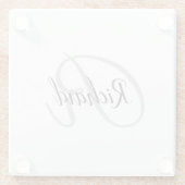 Weißer Hintergrund mit Monogramm Glasuntersetzer (Rückseite)