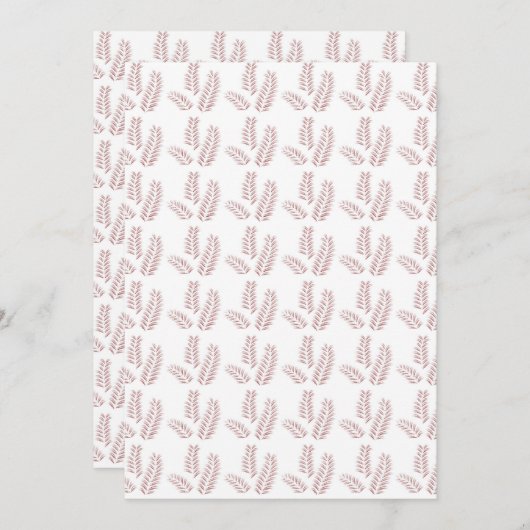 weißer Hintergrund mit rosa Blätter Einladung (Vorne/Hinten)