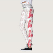 weißer Hintergrund mit rosa Blätter Leggings (Links)
