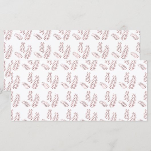 weißer Hintergrund mit rosa Blätter Menükarte (Vorne/Hinten)