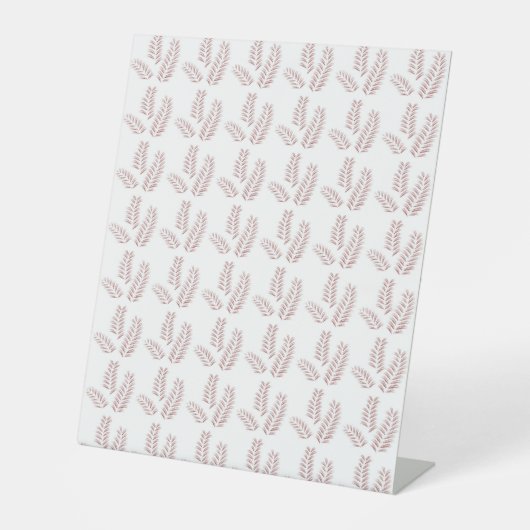 weißer Hintergrund mit rosa Blätter Sockelschild (Vorderseite)
