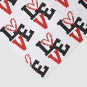 Weißer Hintergrund mit Rot-Schwarz-LIEBE Valentine Seidenpapier (Detail)