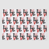 Weißer Hintergrund mit Rot-Schwarz-LIEBE Valentine Seidenpapier (Vorderseite)