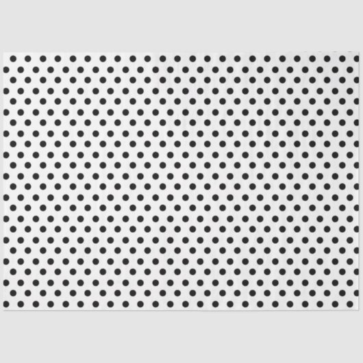 Weißer Hintergrund mit schwarzen Polka-Punkten Seidenpapier (Vorderseite)