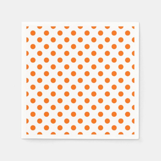 Weißer Hintergrund Orange Polka Dots Serviette (Vorderseite)