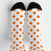 Weißer Hintergrund Orange Polka Dots Socken (Oben)