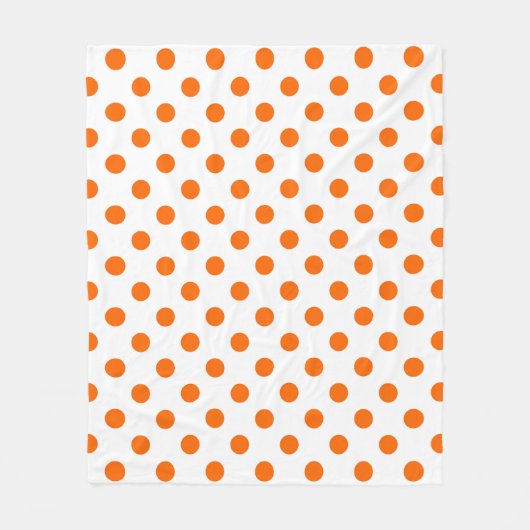 Weißer Hintergrund Orange Punkte Fleecedecke (Vorderseite)