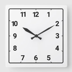 Weißer Hintergrund Quadratische Wanduhr