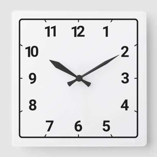 Weißer Hintergrund Quadratische Wanduhr (Vorderseite)