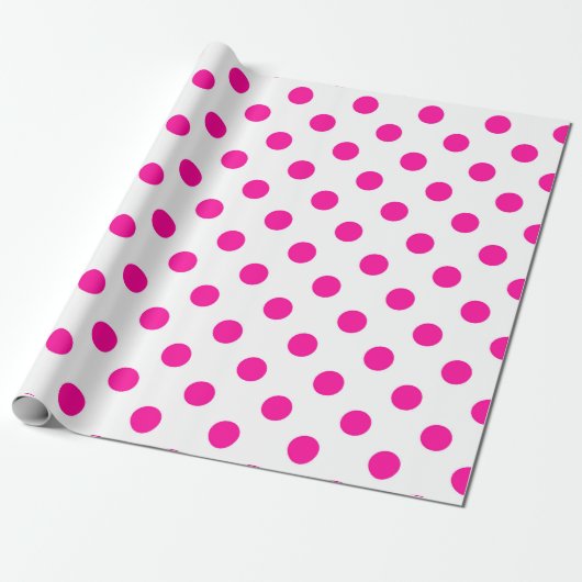 Weißer Hintergrund Rosa Polka Punkte Geschenkpapier (Ungerollt)