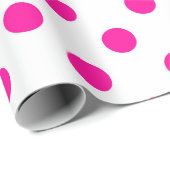 Weißer Hintergrund Rosa Polka Punkte Geschenkpapier (Rolleneckpunkt)