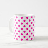 Weißer Hintergrund Rosa Polka Punkte Kaffeetasse (Vorderseite Links)