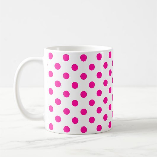 Weißer Hintergrund Rosa Polka Punkte Kaffeetasse (Links)
