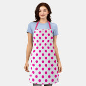 Weißer Hintergrund Rosa Polka Punkte Schürze (Getragen)