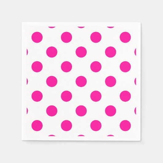Weißer Hintergrund Rosa Polka Punkte Serviette (Vorderseite)