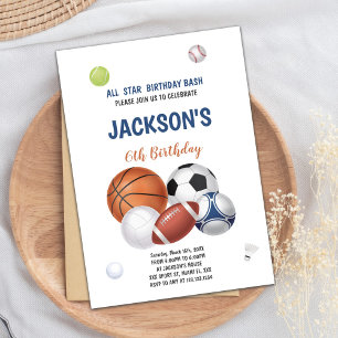 Weißer Hintergrund Sport Geburtstagsfeier Einladun Einladung