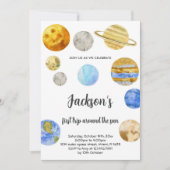 Weißer Hintergrund Weltraum Einladungen zum Geburt (Vorderseite)