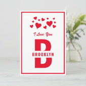Weißer Hipster Monogramm Happy Valentinstag Karte (Stehend Vorderseite)