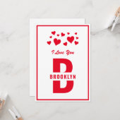 Weißer Hipster Monogramm Happy Valentinstag Karte (Vorderseite/Rückseite Beispiel)