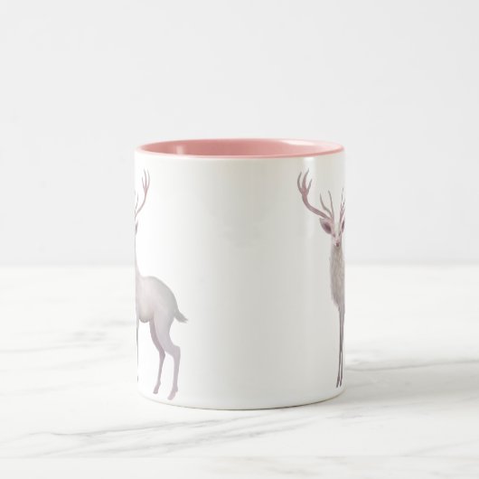 Weißer Hirsch Zweifarbige Tasse (Mittel)