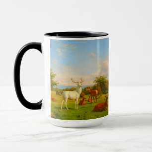 Weißer Hirschhirsch auf offenem Feld Natur Wildtie Tasse