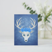 Weißer Hirschkopf mit antlers blauen Rose Postkarte (Stehend Vorderseite)