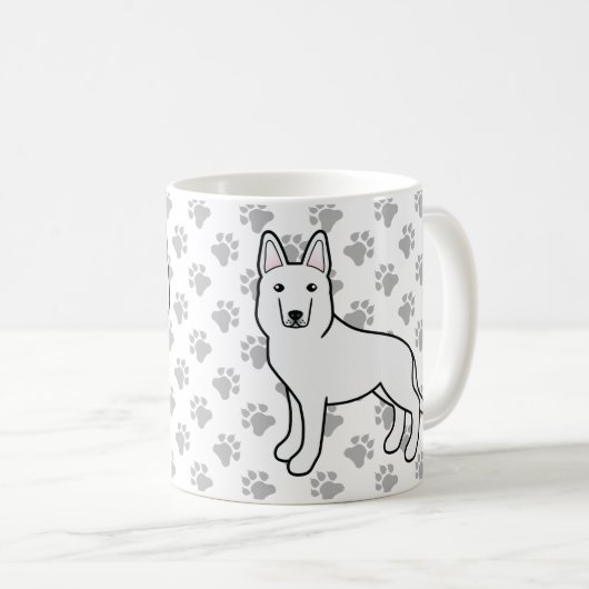 Weißer Hirte/Weißer Hirte Hund & Paws Kaffeetasse (VorderseiteRechts)