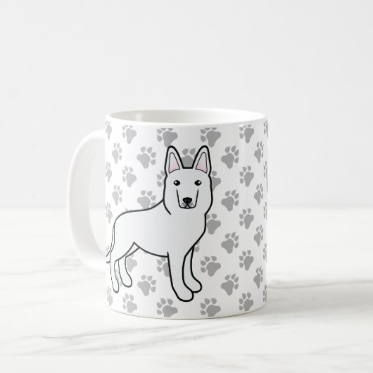Weißer Hirte/Weißer Hirte Hund & Paws Kaffeetasse (Vorderseite Links)