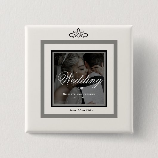 Weißer Hochzeitsknopf Button (Vorderseite)