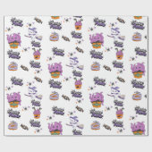 Weißer Hocus Pocus niedlich Hexenkatze Halloween Geschenkpapier (Flach)