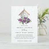 WEISSER HOLZ RUSTISCHES BLUMENBIRDHOUSE BRAUTPARTY EINLADUNG (Stehend Vorderseite)