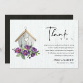 WEISSER HOLZ RUSTISCHES BLUMENBIRDHOUSE DANKESKARTE (Vorne/Hinten)